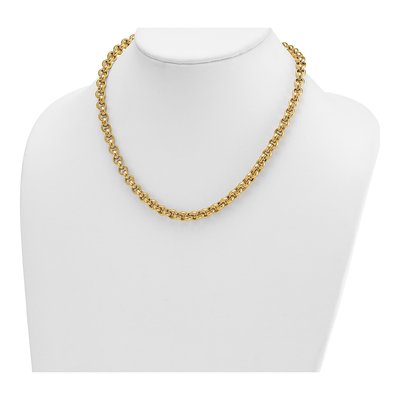 14K Yellow Gold 6.8mm Hollow Open Rolo Chain – view 5