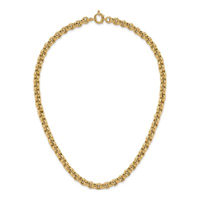 14K Yellow Gold 6.8mm Hollow Open Rolo Chain – view 7