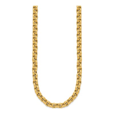 14K Yellow Gold 6.8mm Hollow Open Rolo Chain – view 4
