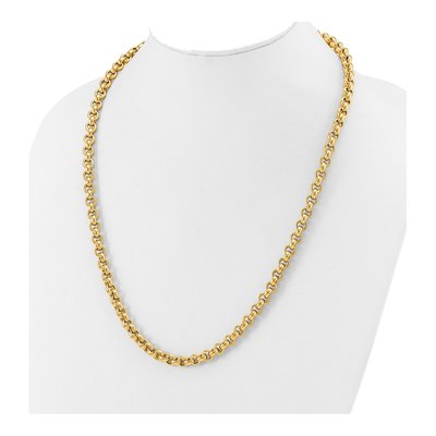 14K Yellow Gold 6.8mm Hollow Open Rolo Chain – view 5