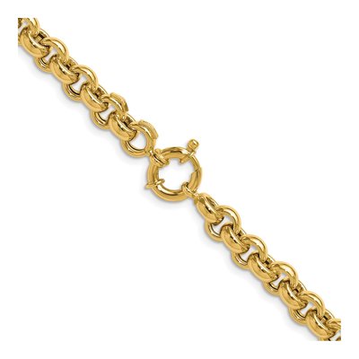 14K Yellow Gold 6.8mm Hollow Open Rolo Chain – view 6