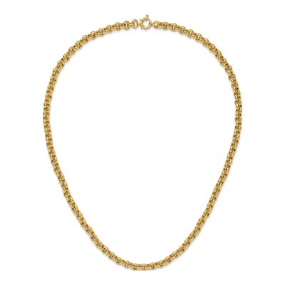 14K Yellow Gold 6.8mm Hollow Open Rolo Chain – view 7