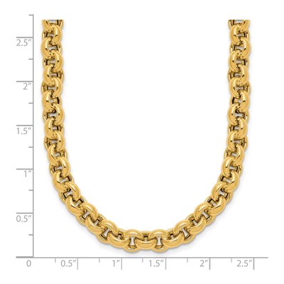 14K Yellow Gold 6.8mm Hollow Open Rolo Chain – view 8