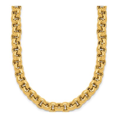 14K Yellow Gold 6.8mm Hollow Open Rolo Chain