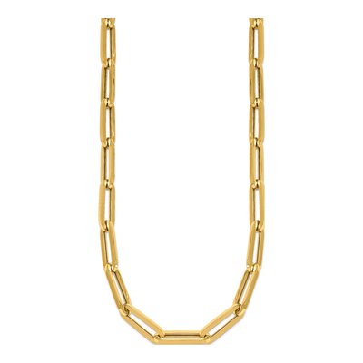 14K Yellow Gold 7mm Hollow Paperclip Chain – view 3