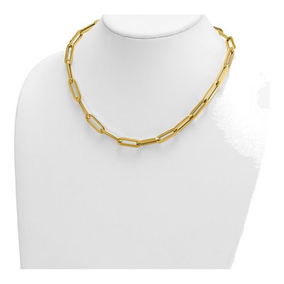 14K Yellow Gold 7mm Hollow Paperclip Chain – view 4