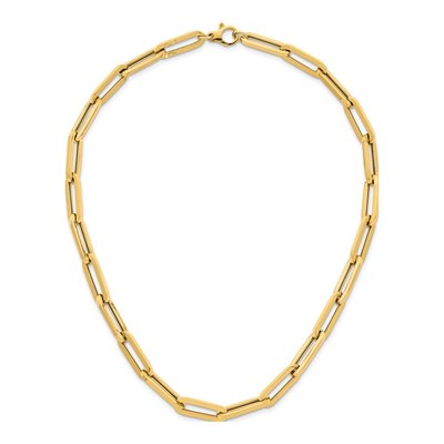14K Yellow Gold 7mm Hollow Paperclip Chain – view 6
