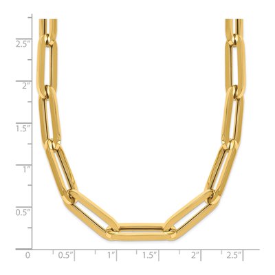 14K Yellow Gold 7mm Hollow Paperclip Chain – view 7