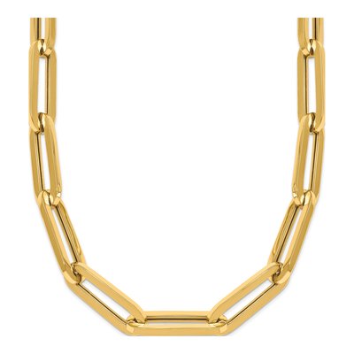 14K Yellow Gold 7mm Hollow Paperclip Chain