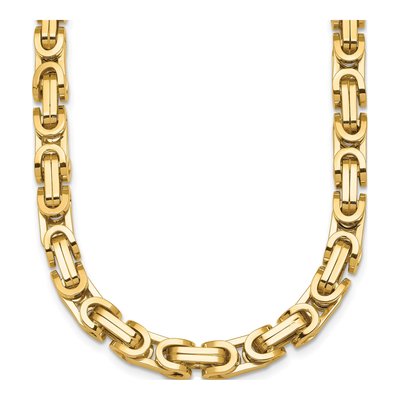 14K Yellow Gold 7mm Hollow Fancy 30-inch Link Chain