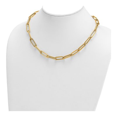 14K Yellow Gold 8mm Hollow 18-inch Paperclip Chain – view 4