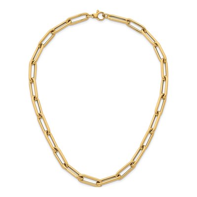 14K Yellow Gold 8mm Hollow 18-inch Paperclip Chain – view 6