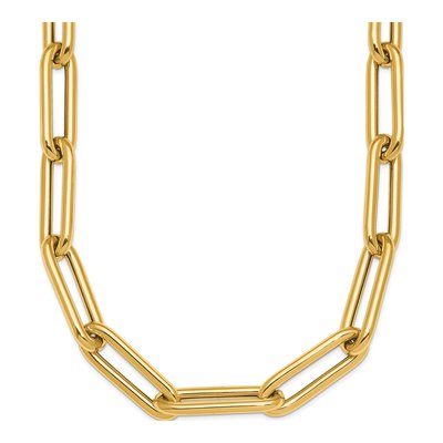 14K Yellow Gold 8mm Hollow 18-inch Paperclip Chain