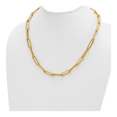 14K Yellow Gold 8mm Hollow 20-inch Paperclip Chain – view 4