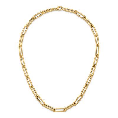 14K Yellow Gold 8mm Hollow 20-inch Paperclip Chain – view 6