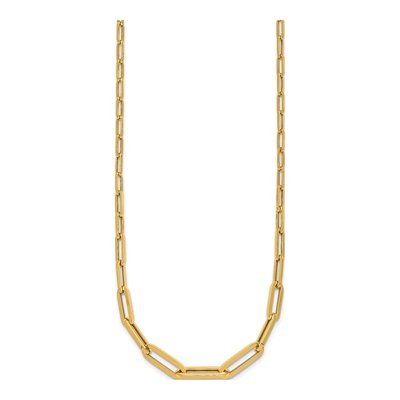 14K Yellow Gold Hollow Graduated Paperclip Chain – view 3