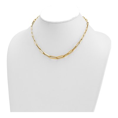14K Yellow Gold Hollow Graduated Paperclip Chain – view 4