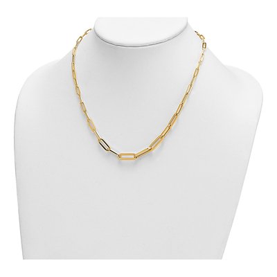 14K Yellow Gold Hollow Graduated Paperclip Chain – view 4