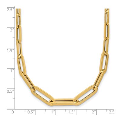 14K Yellow Gold Hollow Graduated Paperclip Chain – view 6