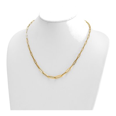 14K Yellow Gold Hollow Graduated Paperclip Chain – view 4