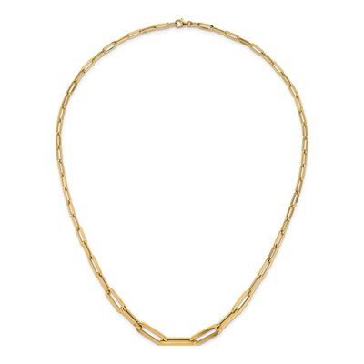 14K Yellow Gold Hollow Graduated Paperclip Chain – view 5