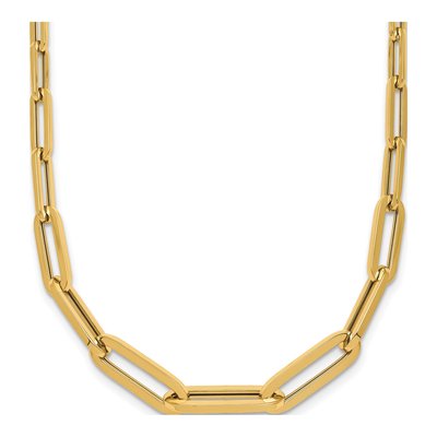 14K Yellow Gold Hollow Graduated Paperclip Chain