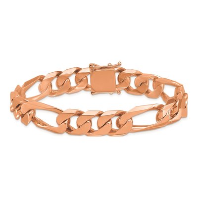 14K Rose Gold 12.3mm Figaro Chain Bracelet – view 3