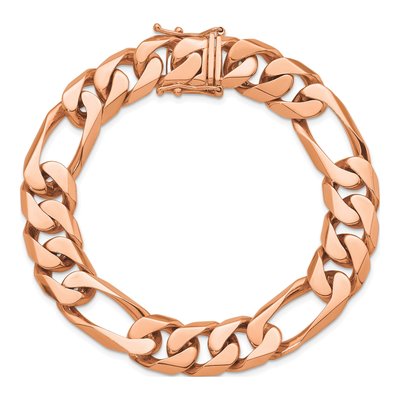 14K Rose Gold 12.3mm Figaro Chain Anklet – view 4