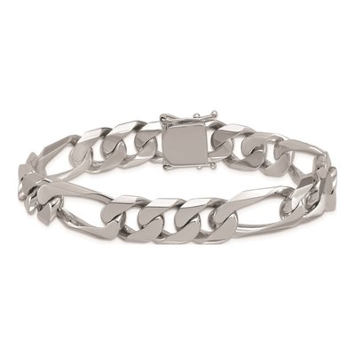 14K White Gold 12.3mm Figaro Chain Bracelet – view 3