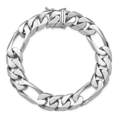 14K White Gold 12.3mm Figaro Chain Bracelet – view 4