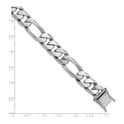 14K White Gold 12.3mm Figaro Chain Bracelet – view 5