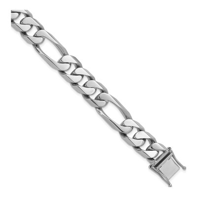 14K White Gold 12.3mm Figaro Chain Bracelet