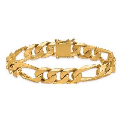 14K Yellow Gold 12.3mm Figaro Chain Anklet – view 4