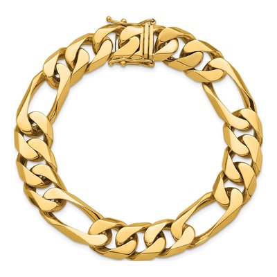14K Yellow Gold 12.3mm Figaro Chain Anklet – view 5