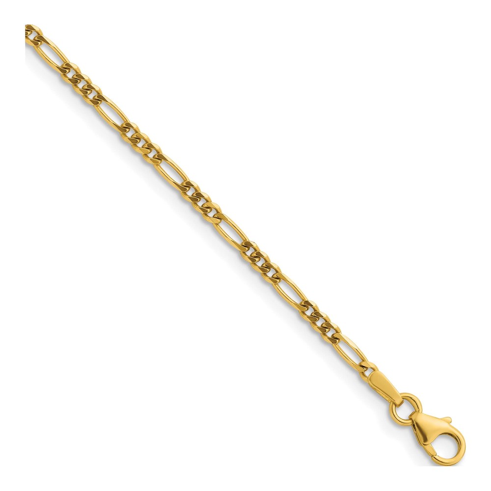 Herco 14K Yellow Gold Polished 2.4mm Solid Figaro 18 Inch Chain Necklace with Lobster Clasp