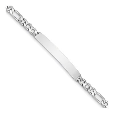 14K White Gold Figaro ID Bracelet