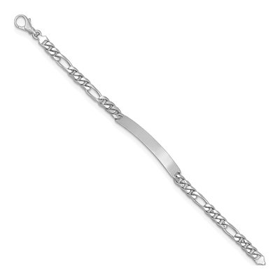 14K White Gold Figaro ID Bracelet – view 2