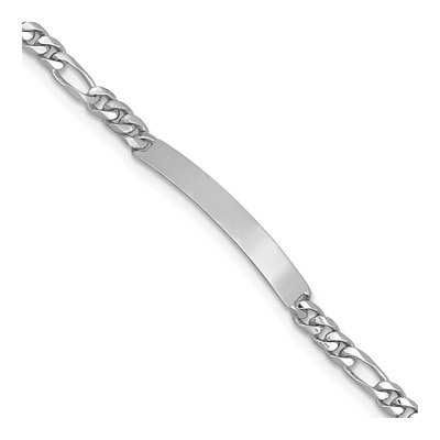 14K White Gold Figaro ID Bracelet