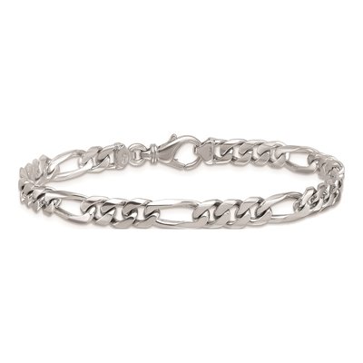 14K White Gold 6.2mm Figaro Chain Bracelet – view 4