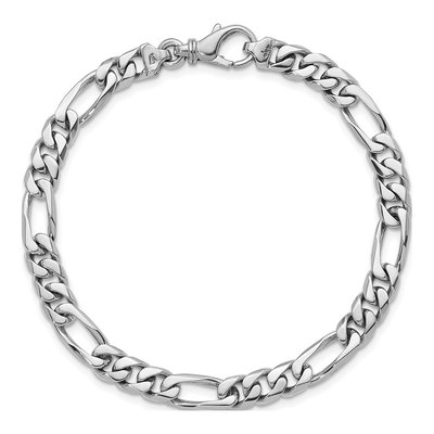 14K White Gold 6.2mm Figaro Chain Bracelet – view 5