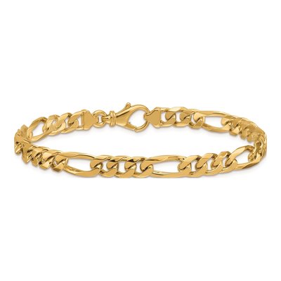 14K Yellow Gold 6.2mm Figaro Chain Bracelet – view 4