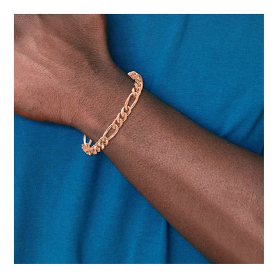 14K Rose Gold 7.8mm Figaro Chain Bracelet – view 6