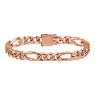 14K Rose Gold 7.8mm Figaro Chain Bracelet – view 3