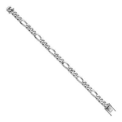 14K White Gold 7.8mm Figaro Chain Bracelet – view 2