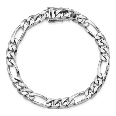 14K White Gold 7.8mm Figaro Chain Bracelet – view 4