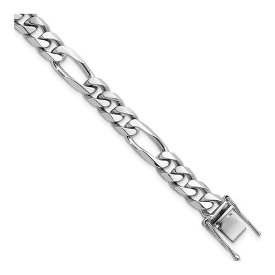 14K White Gold 7.8mm Figaro Chain Bracelet