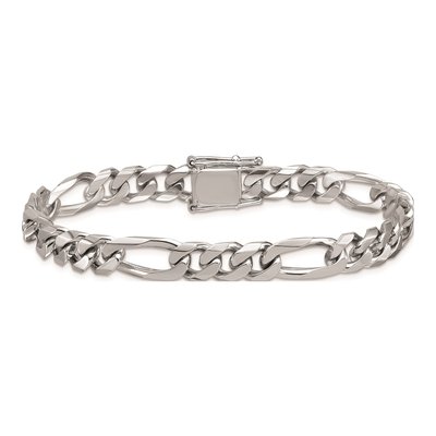 14K White Gold 7.8mm Figaro Chain Bracelet – view 4