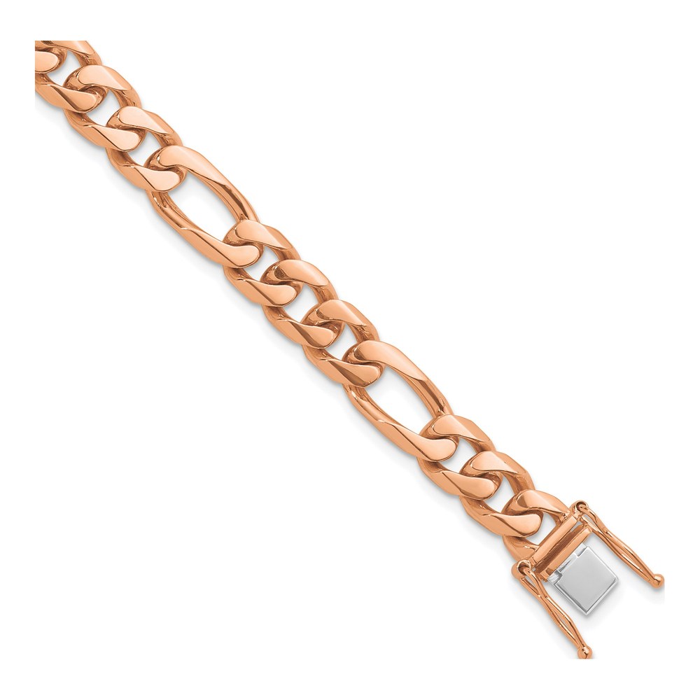 Herco 14K Rose Gold Polished Solid 8.8mm Figaro 8 Inch Chain Bracelet with Box Catch Clasp