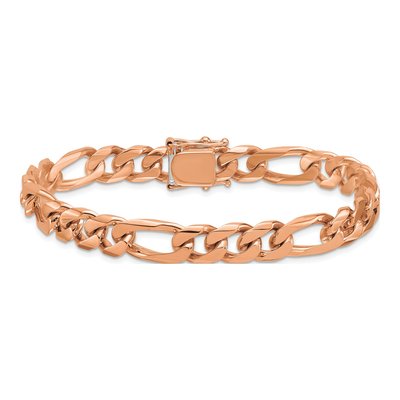 14K Rose Gold 8.8mm Figaro Chain Bracelet – view 3