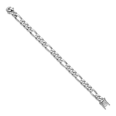 14K White Gold 8.8mm Figaro Chain Bracelet – view 2